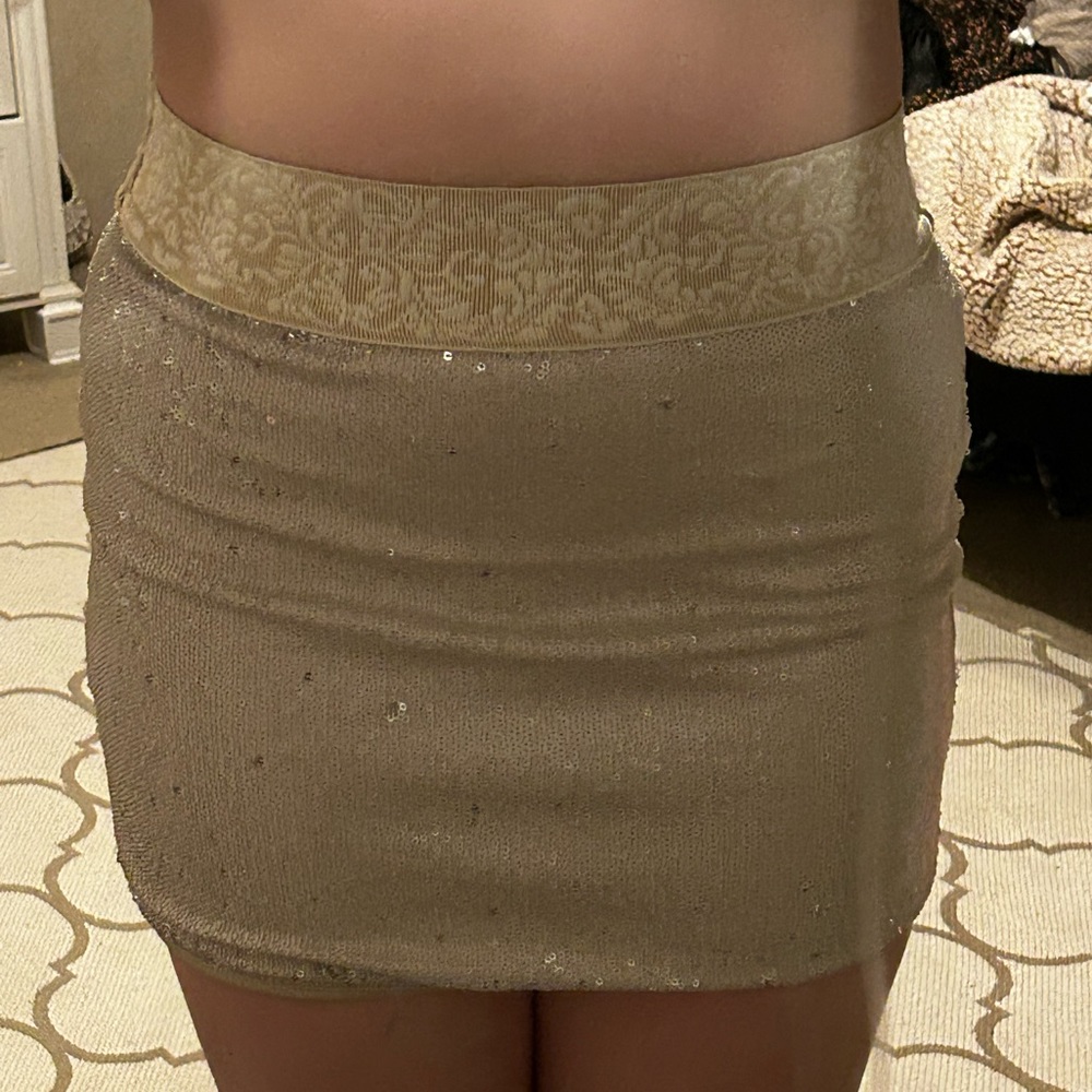 Beige Sequin Skirt